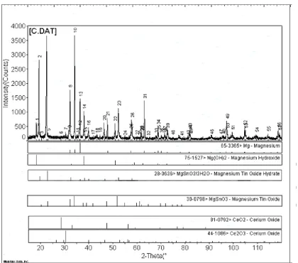 Figure 7. XRD patterns of the composite film coated on AZ31B. 