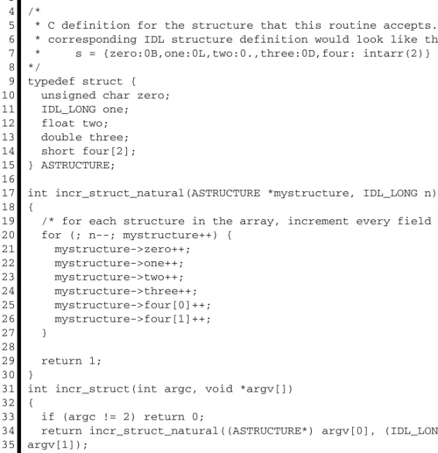 Table 3-5: Accessing an IDL Structure from a C Routine — incr_struct.c