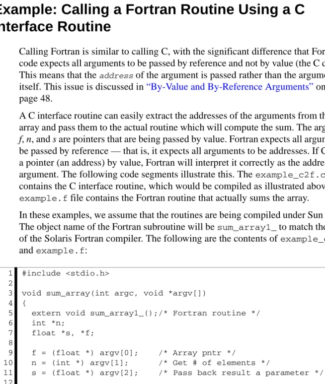 Table 3-6: C Wrapper Used to Call Fortran Code (example_c2f.c)