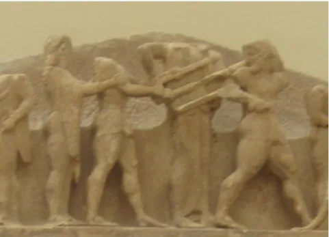 Figure 2: Apollo and Heracles Fighting Over Tripod, East Pediment of the Siphnian Treasury (Image  Source: David J