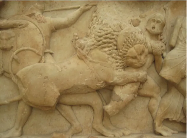 Figure 3: Lion Bites Giant on North Frieze of the Siphnian Treasury (Image Source: David J