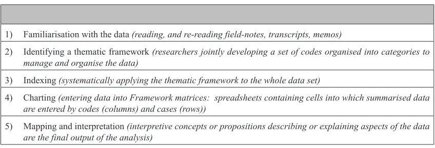 Figure 1. Stages in the framework approach.21