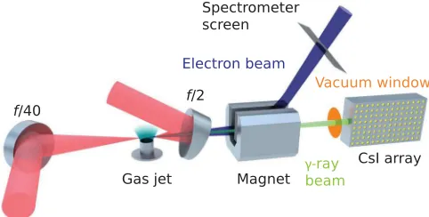 FIG. 1.Schematic of the experimental setup. All componentsare inside a vacuum chamber except for the CsI array.