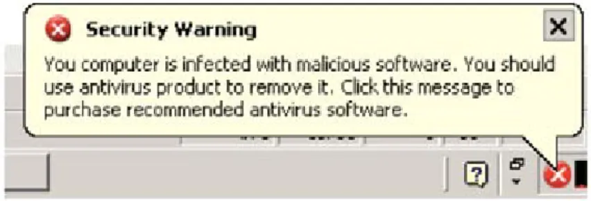 Figure 1. Rogue security software taskbar notification alert Courtesy: Symantec Corporation