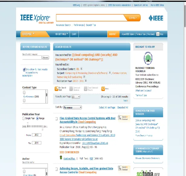 Figure 4.2 IEEE search interface 