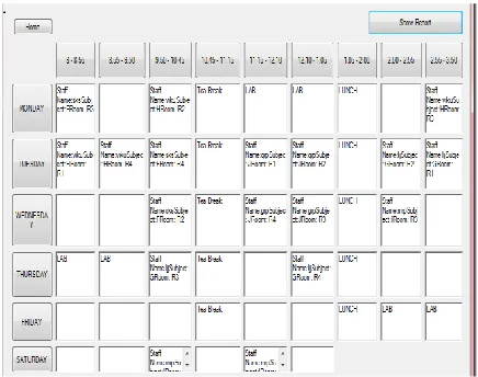 Figure 3. Timetable generated for semester VI.   