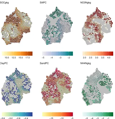 Figure 5: The spatial distribution of the selected covariates included in each hyper-localGWR model of STN