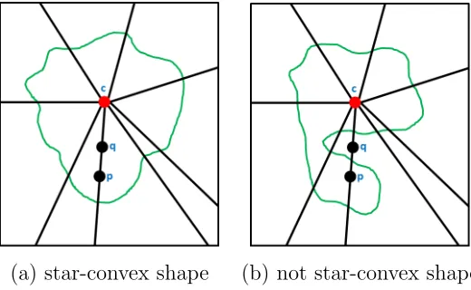 Figure 1.6:(a) shows an example of a shape that is star-convex w.r.t. the center(b) is an example of a shape that is not star-convex