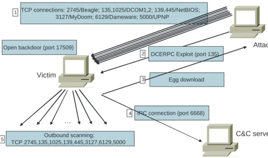 Figure 4: Phatbot infection dialog summary.