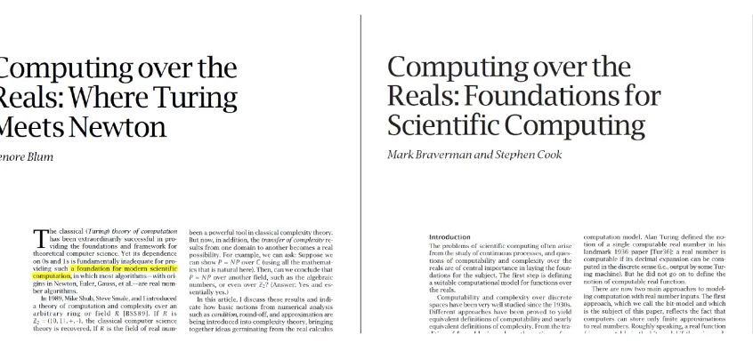 Figure 1.3: The two articles appeared in the Notices. Both models claim to oﬀer a foundationfor scientiﬁc computing.