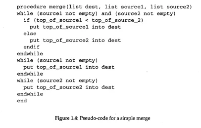Figure 1.4: Pseudo-code for a simple merge 