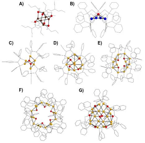 Figure 1.8 Molecular structures of luminescent group 11 chalcogenide clusters in the crystal