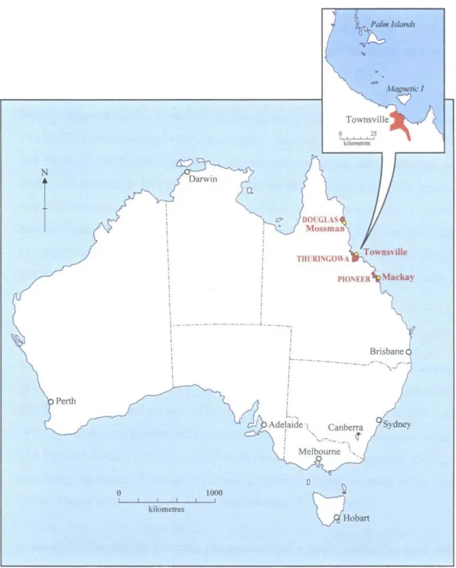 Figure  2.1  The Case  Study  Areas Within Australia 