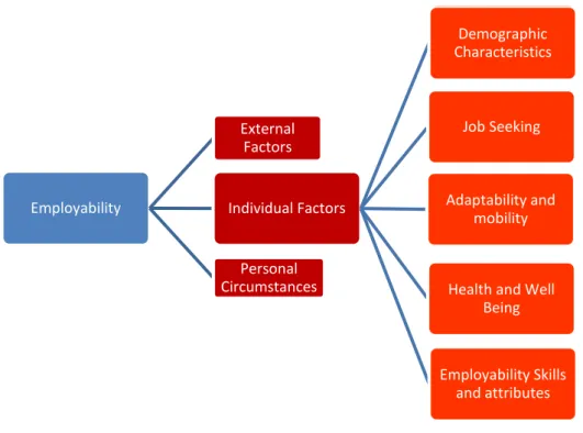 Figure 7: Representing constituents of Individual factors and its linkage to Employability; adapted from McQuaid and  Lindsay (2005) 