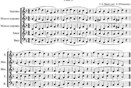 FIGURE 1. Piece A used for the study. The full set of notes was used for the analysis of synchronization between singers.