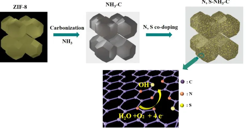 Figure 3.3. Schematic illustration of the fabrication of the MOFs-derived N, S-co-doped 