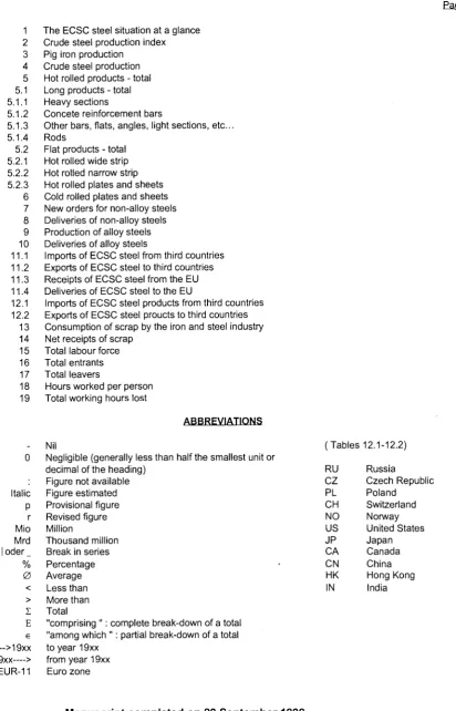 Table 1 The ECSC steel situation at a glance Page 7 