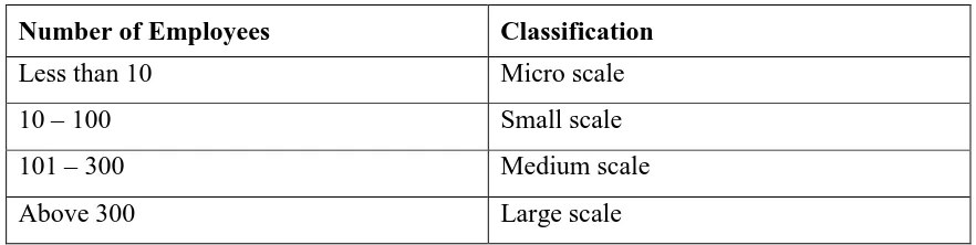Table 3.4: Classification of Firms by Size 