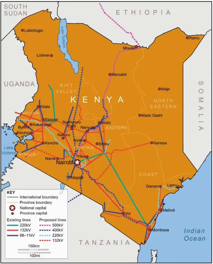 Figure 4.6   Transmission and distribution network in Kenya 