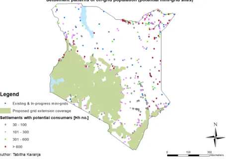 Figure 4. Settlement patterns of off-grid population (potential mini-grid sites) 