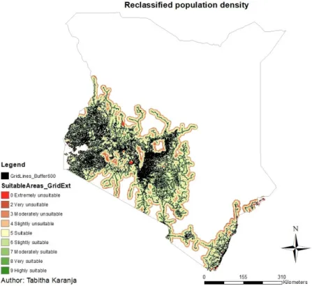 Figure 5. Site suitability map for grid extension  Table 3. Site suitability map statistics 