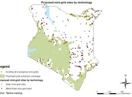 Figure 7. Proposed mini-grid sites by technology 