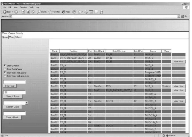 Figure 4: This image shows a search by room number. This shows the switch slot, port, and also the patch panel.