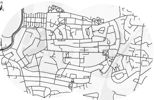 Figure 2.  The combined existing street and path network in a subsection of Milton, Glasgow