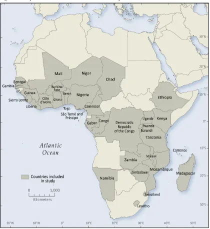 Figure 1: Map of SSA Countries Included in the Study.