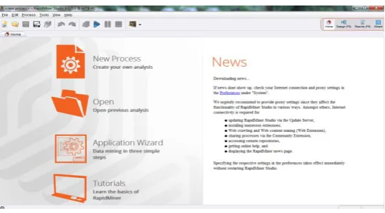 Figure 1 :  RapidMiner Application Menu 