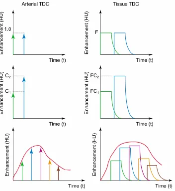 Figure 1.1: The concept of deconvolution applied to CT Perfusion 