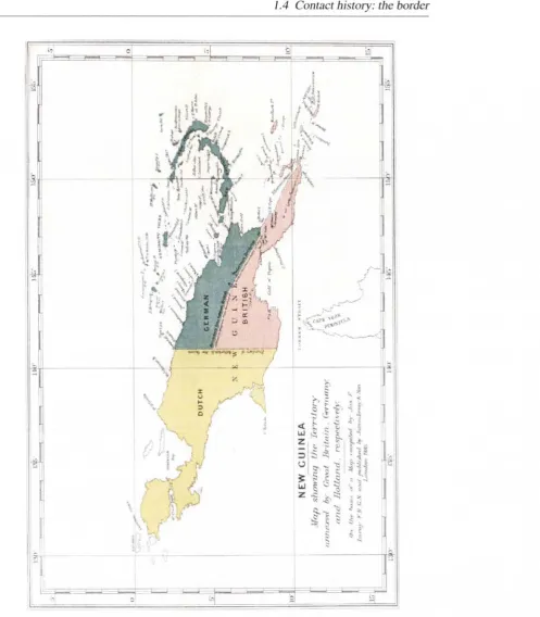 Figure 1.4: Map of New Guinea showing areas originally claimed by the Netherlands, 