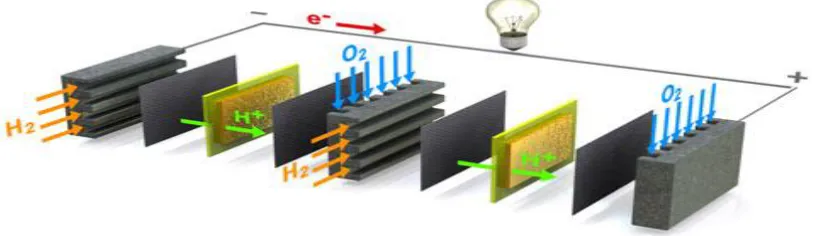 Figure 5. The configuration of fuel cell stack with multiple of single fuel cell 