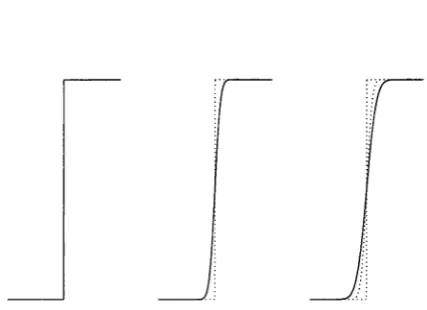 Figure 8.2: Evolution of a step function under curve shortening flow