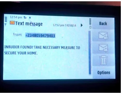 Figure 8: Snapshot of the received message during testing 