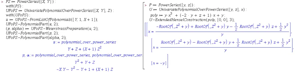 Figure 2.4:On the right: Weierstrass Preparation Factorization for a univariate polynomialwith multivariate power series coeﬃcients