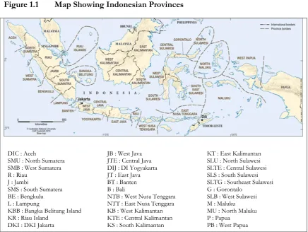 Figure 1.1 Map Showing Indonesian Provinces 