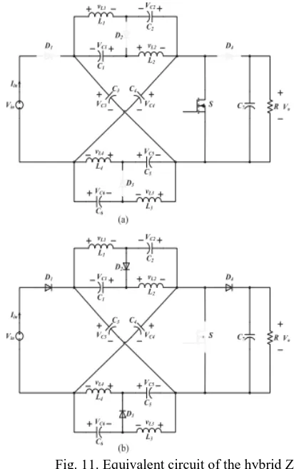 Fig. 11. Equivalent circuit of the hybrid Z-source/quasi-Z-source boost 