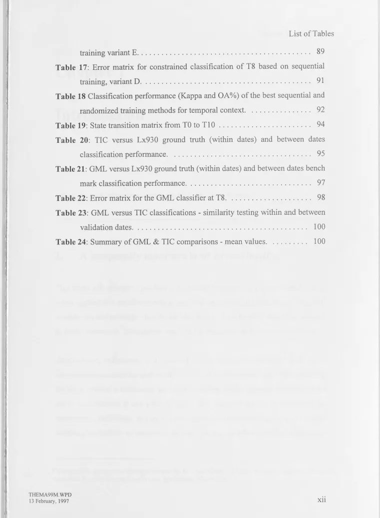 Table 17: Error matrix for constrained classification of T8 based on sequential 