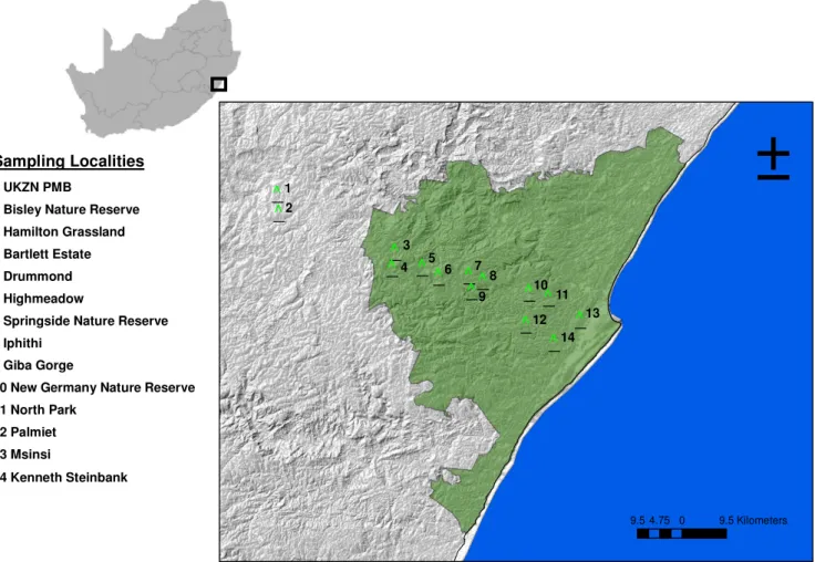 Figure  2.1  Geographic  distribution  of  sampling  localities  used  in  the  current  study