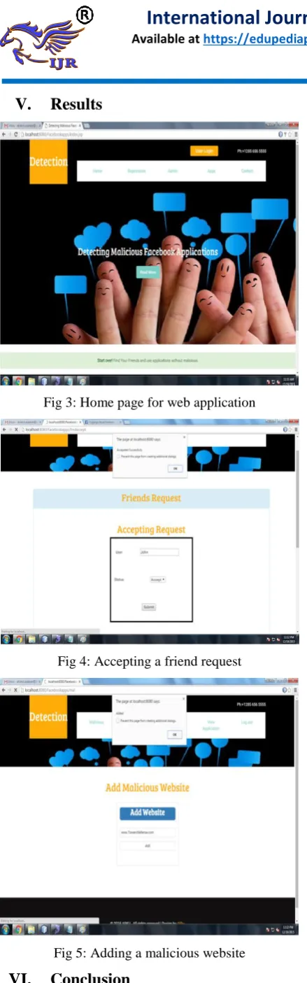 Fig 3: Home page for web application 