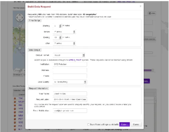 Figure 3  Formulation of the actual data request using the IRIS Wilber 3 interface 