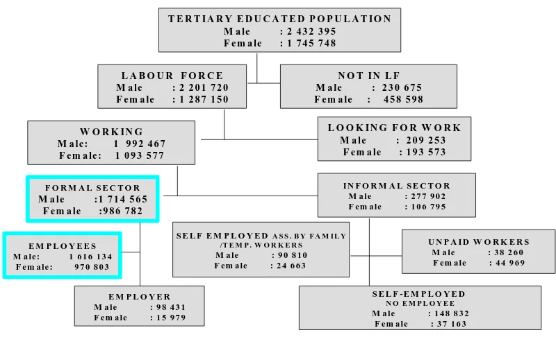 Figure 3-7 The tertiary educated urban labour force in numbers  