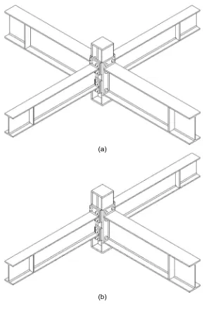 Figure 1. Beam-to-column end-plate connections: a) header; b) flush; c) extended; d) doubleextended.