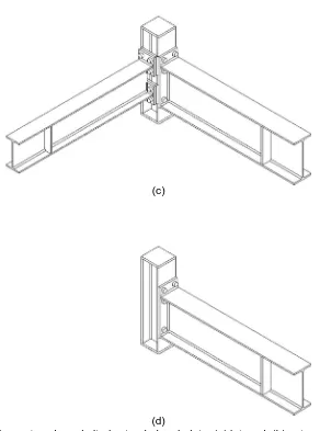 Figure 2.(d) 3D beam-to-column bolted extended end-plate: (a) internal, (b) external, (c) corner,(d) plane joints.