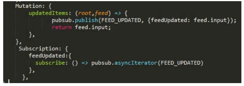 Figure 11 Binding the Subscription Server with the GraphQL engine 