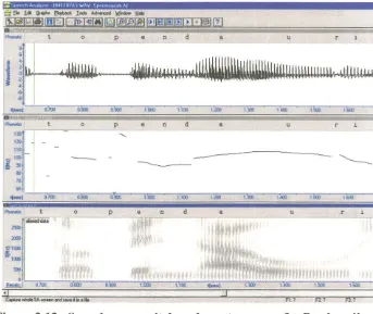 Figure 2.12. Sound waves, pitch and spectrogram of toPendau ri' 'Pendau people at' 