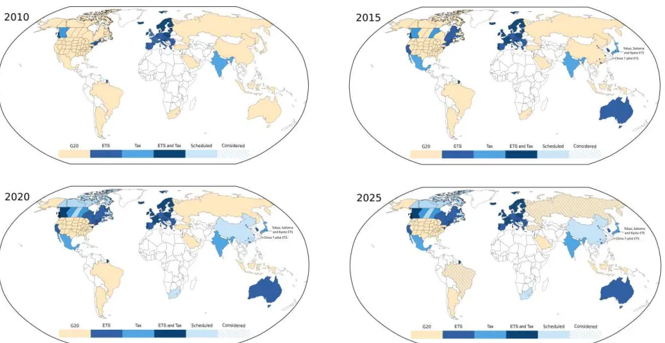 Figure 1: The development of carbon pricing Operating, scheduled and considered carbon pricing schemes (Edenhofer et al., 2017)