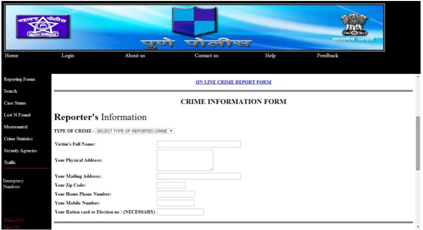Fig. 4 Crime Reporting Form 