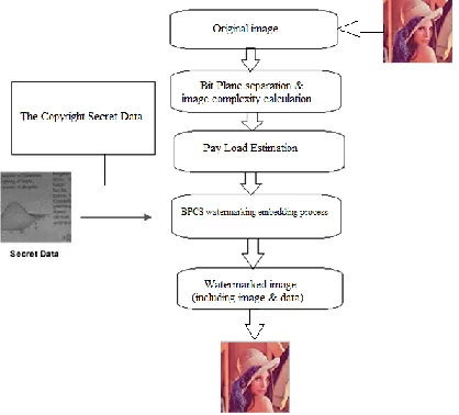 Fig 1.Flow diagram for BPCS watermarking 
